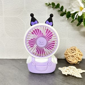 Mini ventilador de escritorio con batería recargable, portátil por USB, para niños, diseño de dibujos animados, rosa, morado, azul - Product Image 4