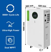 Invertisseur hybride 7,2 kW 10,24 kWh monophasé 120/240 V, version américaine, stockage d'énergie solaire domestique, batterie au lithium extensible et empilable