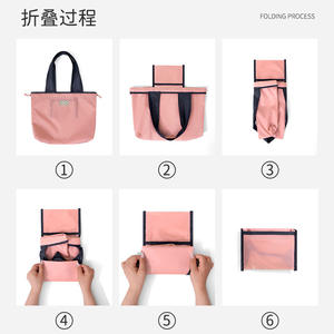 กระเป๋าช้อปปิ้งพับได้ขนาดใหญ่ Beilian สีพื้น ปิดด้วยเชือกผูก กระเป๋าใส่ของชำ พกพาสะดวก ความจุสูง ผลิตจากเมืองอี้หวู่ - Product Image 3