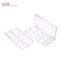 Palette de maquillage vide pour fards à paupières et rouges à lèvres, 10 couleurs, boîtier carré transparent
