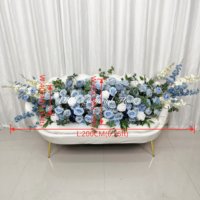 Chemin de table en fleurs artificielles de haute qualité, roses bleu roi et blanches mélangées, décoration florale pour mariage