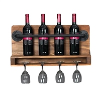 Vente chaude Moderne Mural Casier À Vin En Bois Massif Durable Personnalisable Whisky Présentoir En Verre Rack Support De Stockage