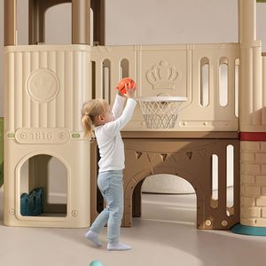 Ensemble balançoire et toboggan <span class=keywords><strong>d</strong></span>'intérieur pour enfants avec design château, marches <span class=keywords><strong>d</strong></span>'<span class=keywords><strong>escalade</strong></span>, jeux sportifs, centre de jeu sécurisé pour la <span class=keywords><strong>salle</strong></span> <span class=keywords><strong>d</strong></span>'activités des tout-petits et la maternelle - Product Image 6
