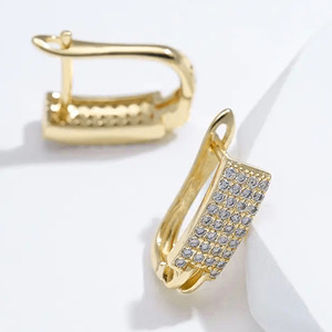 Orecchini a Cerchio con Micro Zirconi Incastonati, Semplici e Classici, Piccoli Orecchini a Bottone per Uso Quotidiano, Gioielli da Donna - Product Image 6
