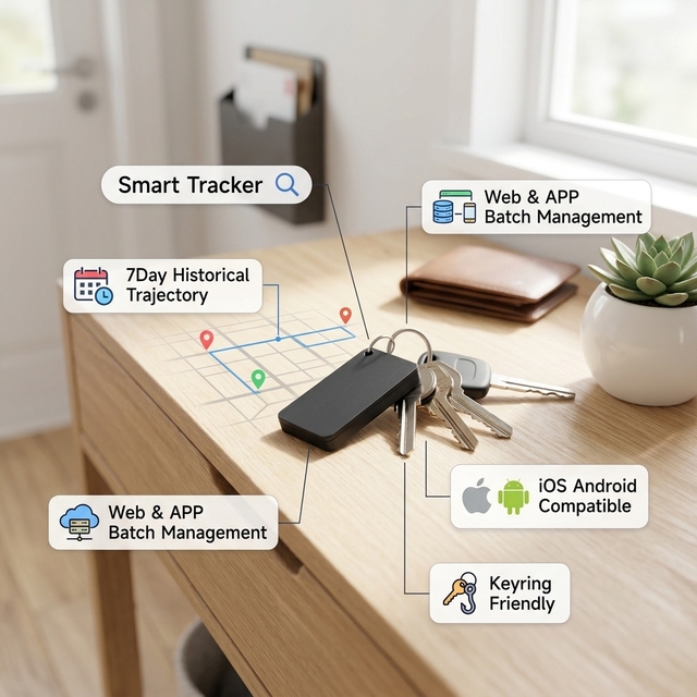 Elder Kids Pet Tracker Keyring Friendly Navigation Multiple Language Tracker IOS Android Geotag Mini Hiidden Size Wallet Tracker