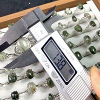 Anneaux en cristal de quartz rutilé vert en gros, bijoux en cristal, pierres précieuses, pour cadeaux, Anillos Para Mujer