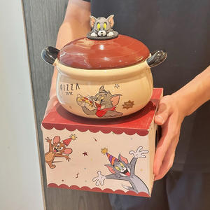 ชามเซรามิคทอมแอนด์เจอร์รี่พร้อมฝาปิด ความจุขนาดใหญ่ มีหูจับสองข้าง ดีไซน์การ์ตูน สำหรับเด็กและใช้ในบ้าน - Product Image 2