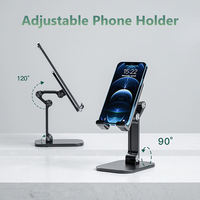 Support de téléphone portable pliable en ABS 2026, universel pour tablette et iPhone, support de bureau extensible pour diffusion en direct