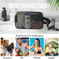 Sac de Douche en Maille Noir Portable pour Rangement d'Accessoires