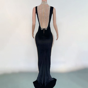 NOVANCE Y5421 Abiti Estivi da Donna con Diamanti Luccicanti, Abiti Tubino Neri Eleganti per Feste, Balli e Banchetti - Product Image 3
