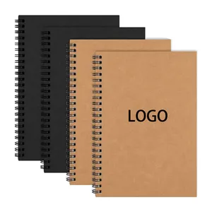 Cuaderno de espiral A5, cuadernos de diario regulado, cuaderno de bobina de cubierta de papel Kraft marrón