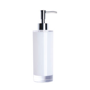 Dispenser di Sapone Liquido Excelsa in Plastica 6x21.5x6 Cm Bianco Design Minimalista Bottiglia Ricaricabile per Bagno e Ufficio - Product Image 1