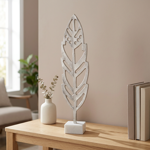 10D X 12W X 48H Modern Metal Leaf Sculpture Artistic Handmade Eco-Friendly Durable Tabletop Decor Living Room Foliage Design - Product Image 2