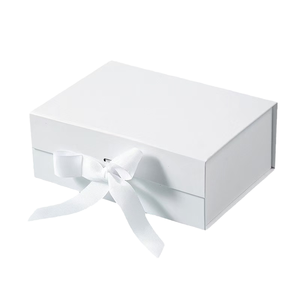 Nueva Caja de Regalo Rígida Blanca Elegante y Sencilla Tushi Fo con Cierre Magnético, Cinta Estampada y Reciclable - Product Image 4