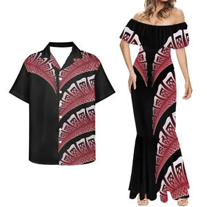 Conceptions de <span class=keywords><strong>tatouage</strong></span> tribal polynésien personnalisé en gros grande taille femmes Samoan fidjien chemises et jupes de cocktail pour hommes 2 pièces - Product Image 5