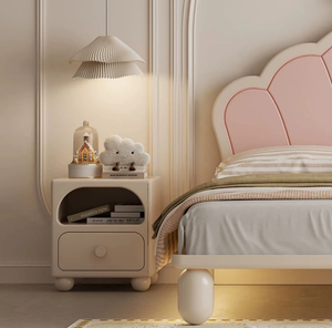 Letto per Bambini in Legno Massello Stile Francese Moderno, Design Principessa, Ecologico e Durevole, con Testiera Morbida e Design <span class=keywords><strong>Salvaspazio</strong></span> - Product Image 3