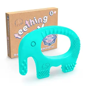 2023 Hot Sale BPA Free Silicone Easy to Hold Teethers with Gift Package Elephant Teether Ring Best for Babies 0-12 Months
