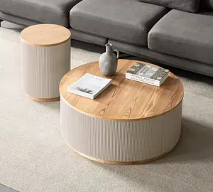 Factory Supplier OEM Customized Free Sample Modern Wooden MDF Marble Top Nesting Round Coffee Table For Living Room