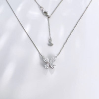 18K Weißgold Labor-Diamant-Anhänger Halskette Gelbgold Marquise-Schliff Schmetterling Verstellbarer Feiner Schmuck Zarter Charm