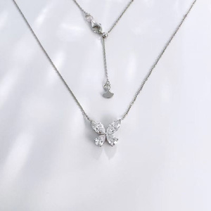 Collier pendentif en or blanc 18 carats avec diamant de laboratoire, or jaune, coupe marquise, <span class=keywords><strong>papillon</strong></span>, ajustable, bijoux fins, breloque délicate - Product Image 1