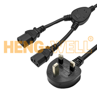 Adaptador Divisor en Y de 3 Pines del Reino Unido a 2 C13 con Cables de Extensión de 2 Salidas para Computadoras y Electrónica de Consumo, Servidor PDU