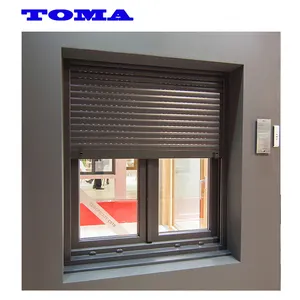 Aluminum Roller Shutter AS2047 TOMA Electric Aluminum Roller Shutter Sliding Window With Electric Rolling Shutter Window Security Shutter