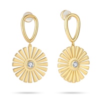 925 Sterling Silber Vergoldete Sonnenstrahlen-Ohrhänger Ovale Glieder-Ohrringe Sonnenscheiben-Charm Luxus-Statement-Schmuck für Damen