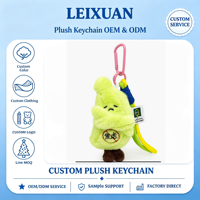 Porte-clés en peluche anti-stress vert mignon, pendentif poupée triste, cordon rose avec mousqueton, décor de sac à dos moelleux, cadeau
