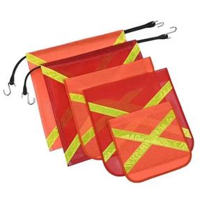 Wholesale Cheap Orange Custom Size Anti-Wrinkle Reflective Strip Mesh Fabric Traffic Safety <b>Flag</b> with Hook for Truck Use - Product Image 6