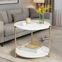 Table basse ronde moderne en MDF avec base en métal doré léger et pieds en métal, durable et facile à assembler, meubles de salon