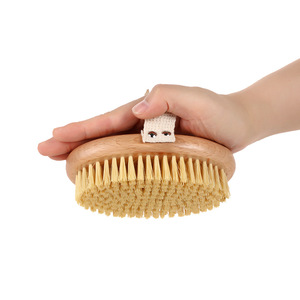 Brosse de bain ovale en hêtre Fq Brand pour peaux sèches, en <span class=keywords><strong>sisal</strong></span> et chanvre, brosse à cheveux ronde en bois à poils de sanglier, pinceau à peinture à poils naturels - Product Image 4
