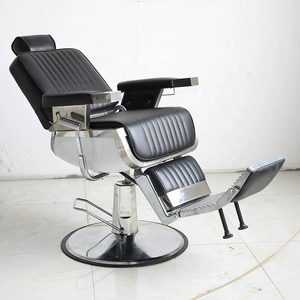Silla de Peluquería Profesional de Lujo en Oferta, Negra y Dorada, Estilo Vintage, Reclinable, con Bomba Hidráulica de Alta Resistencia - Product Image 5