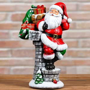 Artesanía de resina Papá Noel de Navidad <span class=keywords><strong>en</strong></span> <span class=keywords><strong>la</strong></span> estatuilla de <span class=keywords><strong>la</strong></span> <span class=keywords><strong>chimenea</strong></span> Estatua de Papá Noel personalizada para <span class=keywords><strong>la</strong></span> decoración del hogar - Product Image 3