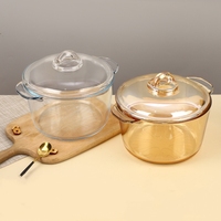 Marmite à soupe en verre borosilicaté haute capacité Offre Spéciale Marmite épaissie résistante aux hautes températures avec couvercle en verre
