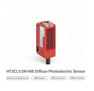 Sensor Fotoeléctrico Difuso NPN Original Leuze HT3CL1/2N-M8, Carcasa de ABS, Supresión de Fondo para Objetos Industriales - Product Image 1
