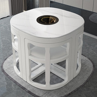 Table à manger d'angle extra longue de style minimaliste moderne européen, personnalisable, en marbre invisible, en bois de haute qualité, design populaire