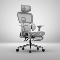 Chaise de bureau ergonomique moderne pour cadres avec appui-tête réglable, fonction pivotante et support lombaire inclinable en tissu maillé intégral