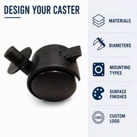 Roue pivotante noire de 30 mm en plastique moulé par injection avec frein, pour chaises, armoires, tables et meubles (ODM)