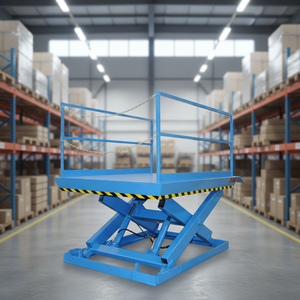 Plataforma elevadora de tijera hidráulica eléctrica estacionaria para muelle, con barandillas, cadena de seguridad, mesa de carga de servicio pesado para taller - Product Image 3