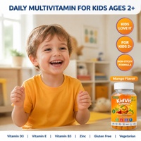 Gommes multivitaminées pour enfants saveur mangue 60 unités Vitamine D3 E B3 Zinc OEM Marque privée Vente en gros Soutien immunitaire Sans OGM