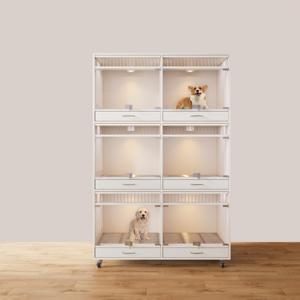 Kommerzieller großer Hundekisten-Zwinger aus gehärtetem Glas und Massivholz für Katzen Tierhandlung/Cattery/Tierarzt Knopf verschluss für Wohnzimmer - Product Image 5