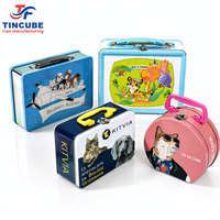 Boîte à lunch en métal personnalisée avec poignée, conteneur de rangement en métal pour aliments pour animaux, cadeaux, bonbons, jouets, emballage