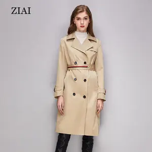 Модная ветрозащитная куртка с длинным поясом оптом, теплый тренчкот на пуговицах, двубортный женский тренчкот цвета хаки на осень и весну