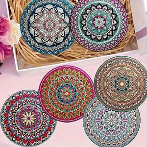 2025 Stone Absorbent Round With <b>Cork</b> Back, Stylish Drink Spills Wood <b>Coasters</b> - Product Image 5