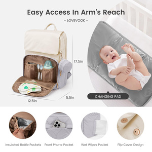 PLAYMAX Custom Durable Polyester Water Resistant <b>Large</b> Capacity Fashion Diaper Backpack Baby Travel Zipper Closure <b>Changing</b> - Product Image 6