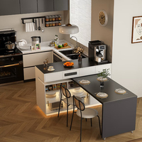 Armoire de cuisine en acier inoxydable de style européen Table à manger rotative Unités de villa de luxe Surface résistante aux rayures à vendre