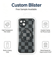 Blister personnalisé en PVC scellé haute fréquence avec carte en papier pour étui de téléphone, accessoires mobiles, présentoir de vente au détail