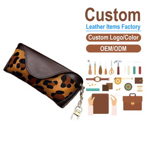Étui à lunettes en cuir PU à texture poil de cheval imprimé léopard, fourni par l'usine, sac de rangement portable pour lunettes pour hommes et femmes - Product Image 2