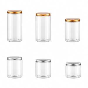 Bocaux de stockage cosmétiques en plastique PET transparent à large ouverture de 300 ml, 500 ml, 1000 ml avec bouchon à vis en aluminium pour crème de soin de la peau - Product Image 1