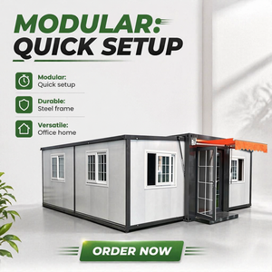 Casa Contenedor Expandible <span class=keywords><strong>de</strong></span> Doble Ala <span class=keywords><strong>de</strong></span> 20 pies con Certificación CE EN 1090 y Pared <span class=keywords><strong>de</strong></span> Vidrio para Oficina Moderna y Jardín en Europa - Product Image 1